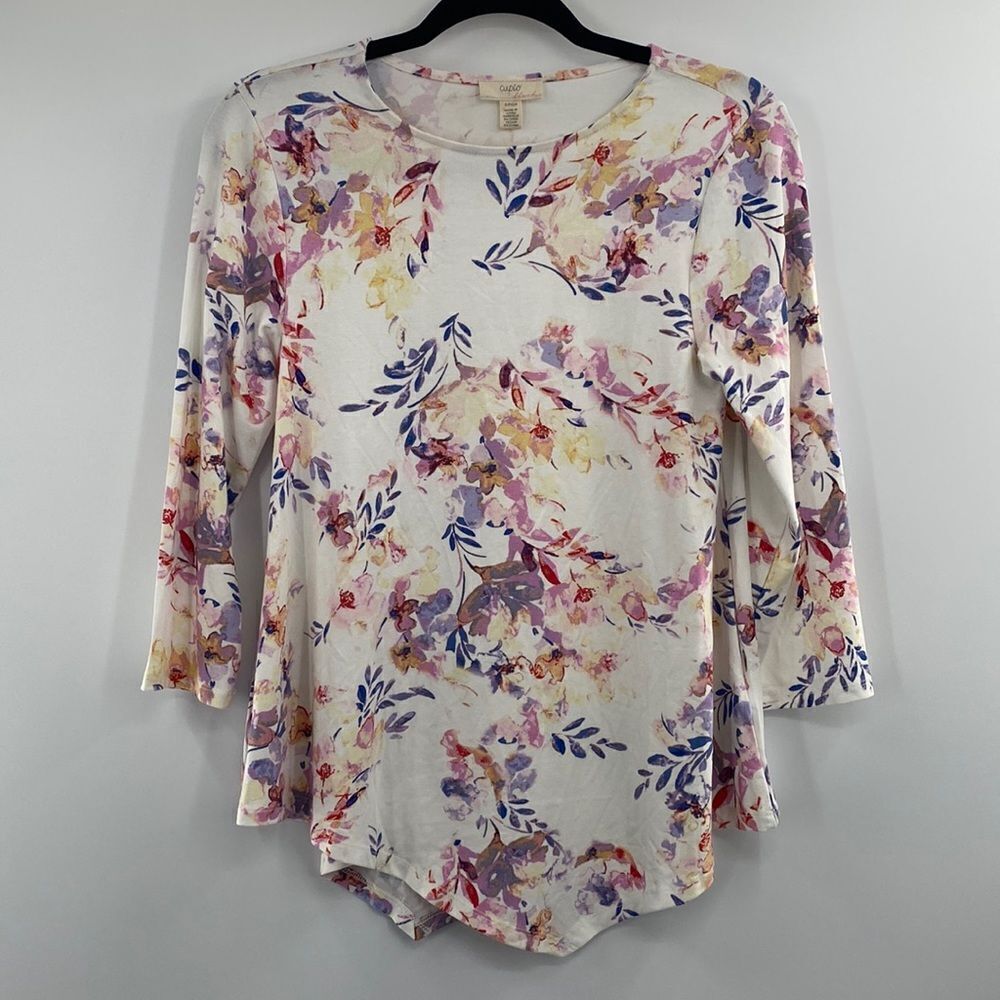 3For$20 Cupio Front Angeled Longsleeve Top White/Pink/Purple/Yellow size Small